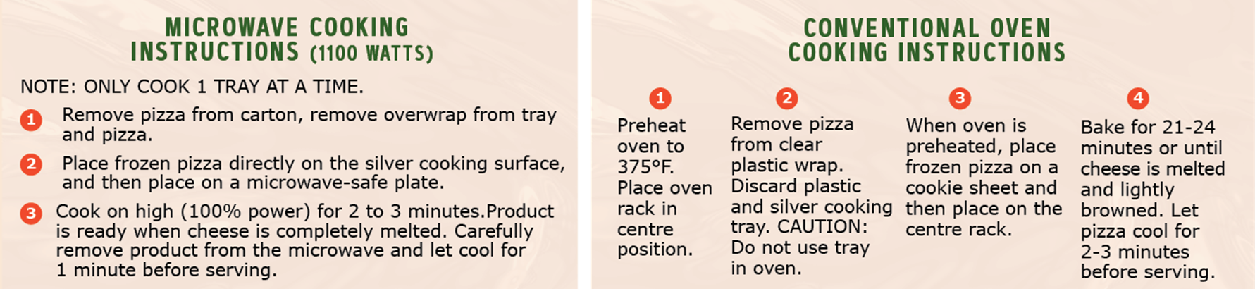 7.3 Preparation Type Code / Preparation Instructions Example (Frozen Pizza) - Image 0