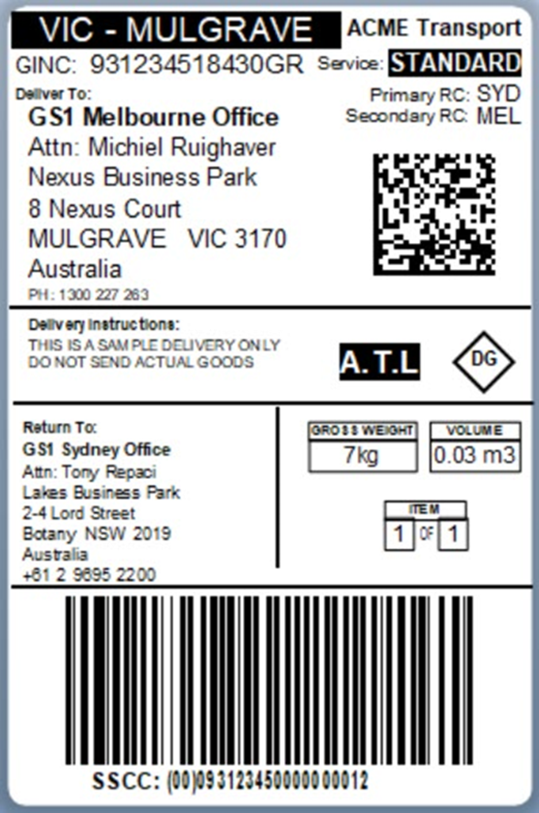 11.2 Example S4T logistic label (using GS1 barcodes) - Image 0